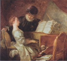 Копия картины "the music lesson" художника "фрагонар жан-оноре"
