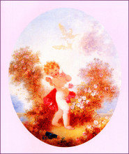 Картина "cupid between the roses" художника "фрагонар жан-оноре"