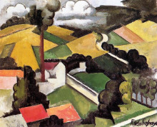 Репродукция картины "the factory chimney, meulan landscape" художника "френе роже де ла"