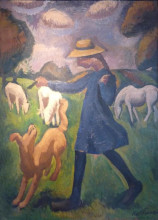 Картина "the shepherdess. spring marie child" художника "френе роже де ла"