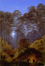Копия картины "inside the forest under the moonlight" художника "фридрих каспар давид"