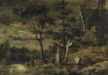 Копия картины "two men contemplating the moon" художника "фридрих каспар давид"