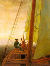 Репродукция картины "on board of a sailing ship" художника "фридрих каспар давид"