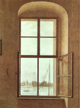 Картина "view from the artists studio, window on left" художника "фридрих каспар давид"