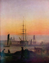 Копия картины "ships at the port of greifswald" художника "фридрих каспар давид"