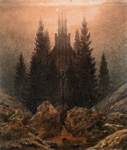 Репродукция картины "cross and church in the mountains" художника "фридрих каспар давид"