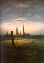 Копия картины "город у восхода луны" художника "фридрих каспар давид"