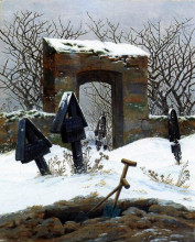 Картина "кладбище в снегу" художника "фридрих каспар давид"