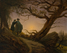 Репродукция картины "двое мужчин созерцая луну" художника "фридрих каспар давид"