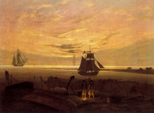 Репродукция картины "вечер на балтийском мор" художника "фридрих каспар давид"