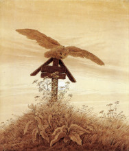 Репродукция картины "owl on a grave" художника "фридрих каспар давид"