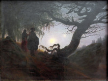 Репродукция картины "мужчина и женщина, созерцая луну" художника "фридрих каспар давид"