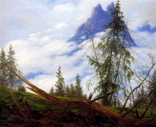 Репродукция картины "peaks with clouds" художника "фридрих каспар давид"