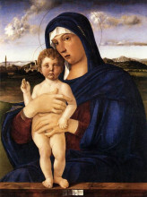 Копия картины "мадонна с благословляющим младенцем" художника "беллини джованни"