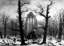 Репродукция картины "monastery ruins in the snow" художника "фридрих каспар давид"