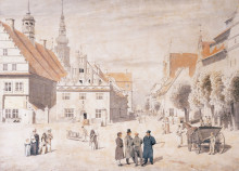 Репродукция картины "greifswald market" художника "фридрих каспар давид"