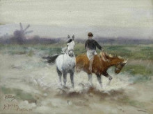 Репродукция картины "a horseback ride" художника "фризе рихард"