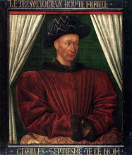 Картина "portrait of charles vii, king of france" художника "фуке жан"