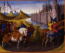 Картина "entry of louis vii (c.1120-80) king of france and conrad iii (1093-1152) king of germany into constantinople during the crusades, 1147-49" художника "фуке жан"