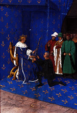 Копия картины "charles v gives the sword of constable to bertrand du guesclin" художника "фуке жан"