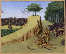 Картина "the emperor charlemagne finds roland&#39;s corpse after the battle of roncevaux" художника "фуке жан"