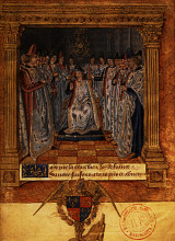 Репродукция картины "louis xi chairing a chapter" художника "фуке жан"