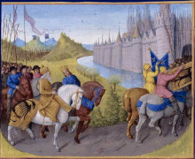 Копия картины "crusaders arrived in constantinople. battle between the french and turks in 1147 and 1148" художника "фуке жан"