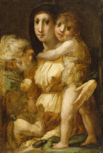 Репродукция картины "the holy family with the infant saint john the baptist" художника "фьорентино россо"
