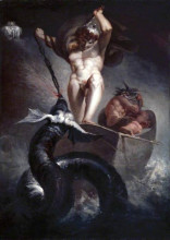 Репродукция картины "thor battering the midgard serpent" художника "фюссли иоганн генрих"