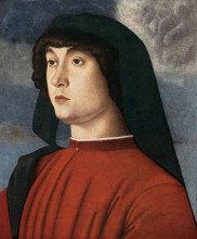 Копия картины "портрет юноши в красном" художника "беллини джованни"