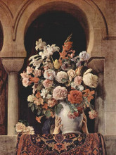 Картина "vase of flowers on the window of a harem" художника "хайес франческо"