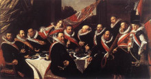 Репродукция картины "a banquet of the officers of the st. george militia company" художника "халс франс"