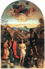 Картина "крещение христа, алтарь св. иоанна" художника "беллини джованни"