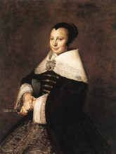 Картина "portrait of a seated woman holding a fan" художника "халс франс"