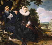 Копия картины "marriage portrait of isaac massa and beatrix van der laen" художника "халс франс"