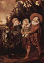Картина "three childeren with a goat cart" художника "халс франс"