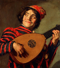 Картина "portrait of a jester with a lute" художника "халс франс"