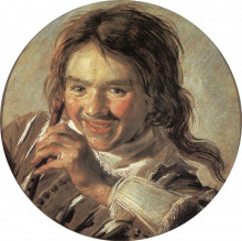 Репродукция картины "boy holding a flute (hearing)" художника "халс франс"