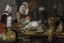 Копия картины "a kitchen interior with a maid and a lady preparing game" художника "халс франс"