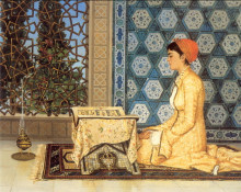 Копия картины "girl reciting qu&#39;ran" художника "хамди бей осман"