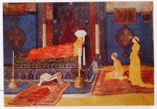 Репродукция картины "two young girls visiting a shrine" художника "хамди бей осман"