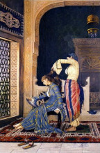 Картина "the lady who haves her hair combed" художника "хамди бей осман"