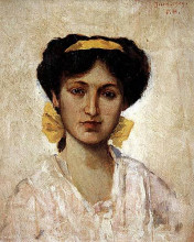 Картина "girl with yellow ribbon" художника "хамди бей осман"