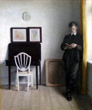 Картина "interior with young man reading" художника "хаммерсхёй вильгельм"