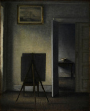 Картина "interior with the artist&#39;s easel" художника "хаммерсхёй вильгельм"