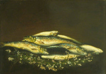Картина "his own catch of trout" художника "харви джордж"