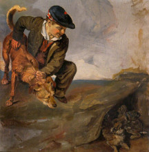 Картина "boy restraining a dog" художника "харви джордж"