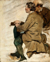 Картина "two seated men (study for &#39;the covenanters&#39; baptism&#39;)" художника "харви джордж"