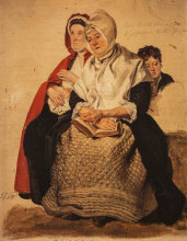Репродукция картины "two women and a boy (study for &#39;the covenanters preaching&#39;)" художника "харви джордж"