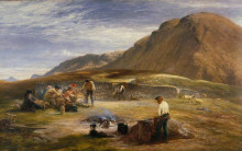 Картина "sheep shearing" художника "харви джордж"
